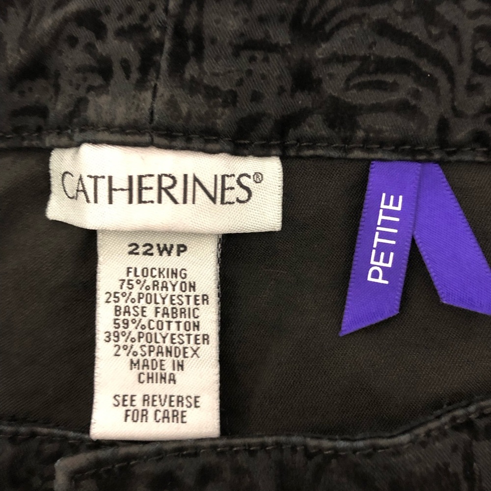Floral Faux Velvet Pull On Pants‎ Size 22WP Stretch Evening Casual Catherines - Picture 2 of 16